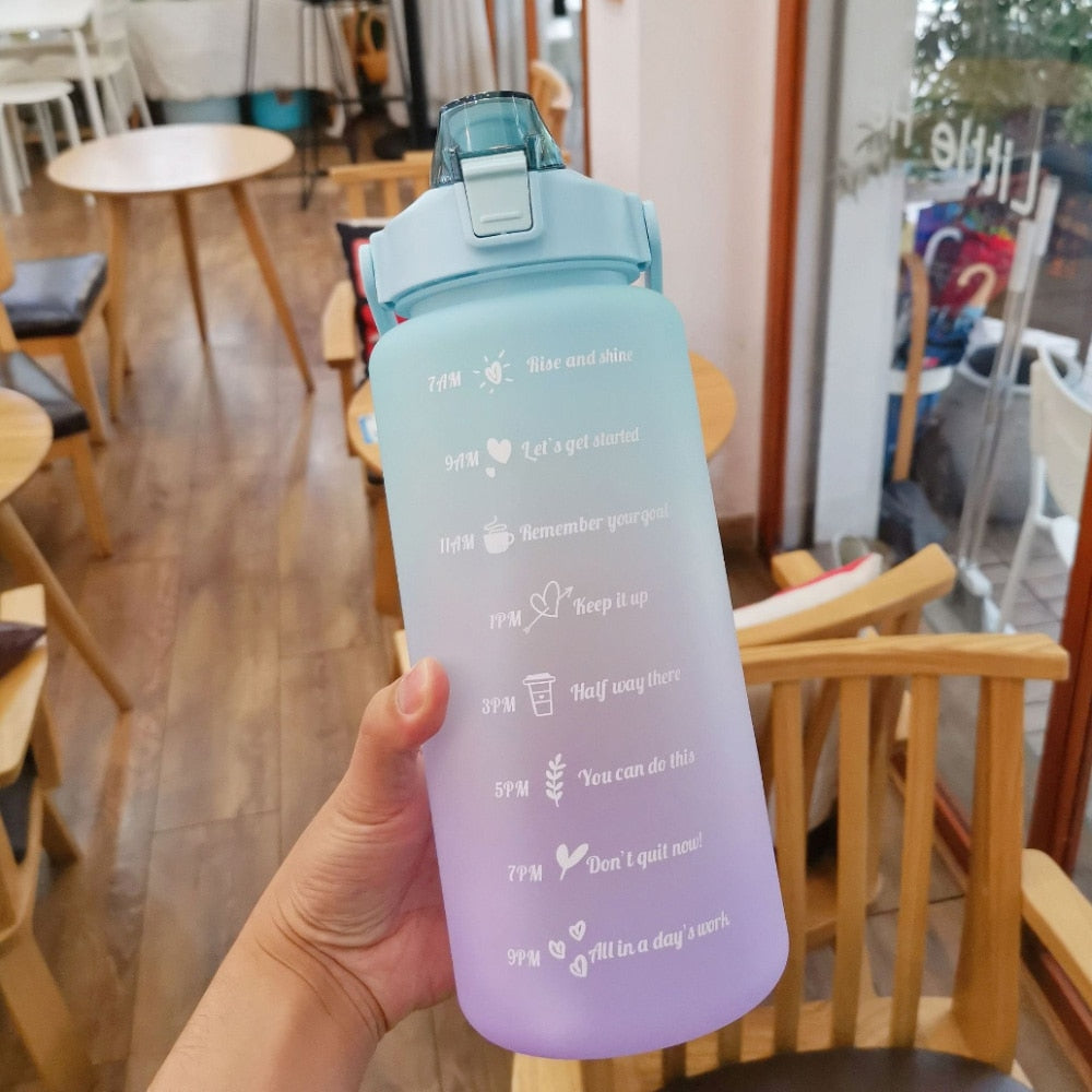 2L Large Water Bottle With Time Marker