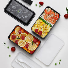 Load image into Gallery viewer, Portable Rectangular Lunch Box Double Plastic Health Material Bento Microwave
